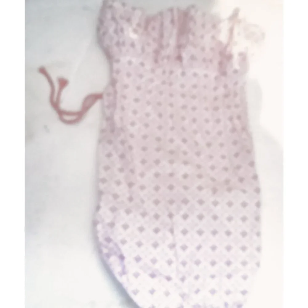 Pink Fabric Storage Bag Ruffle Cotton Gift Drawstring Twee